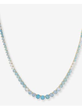 NWT Melinda Maria Silver “Not Your Basic Graduated Ombré Tennis Necklace”